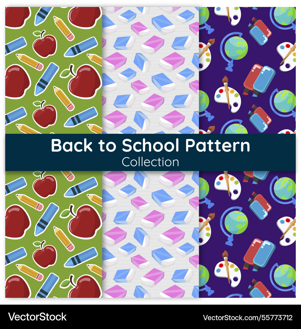 Back to school patterns collection with elements Vector Image