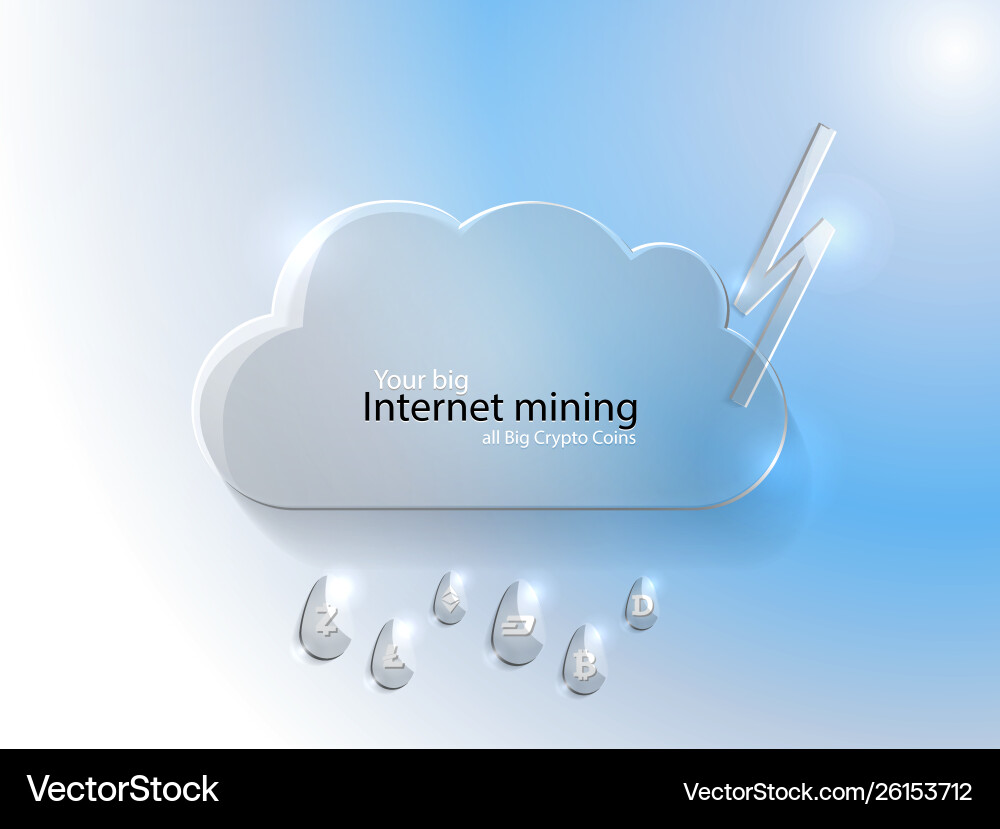 Bitcoin element cloud and lightning web Bitcoin element cloud and lightning web vector image