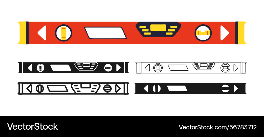 Building ruler level tool set cartoon Building ruler level tool set cartoon vector image