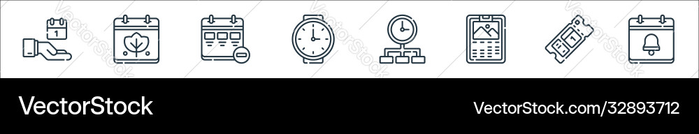 Calendar and date line icons linear set quality Calendar and date line icons linear set quality vector image