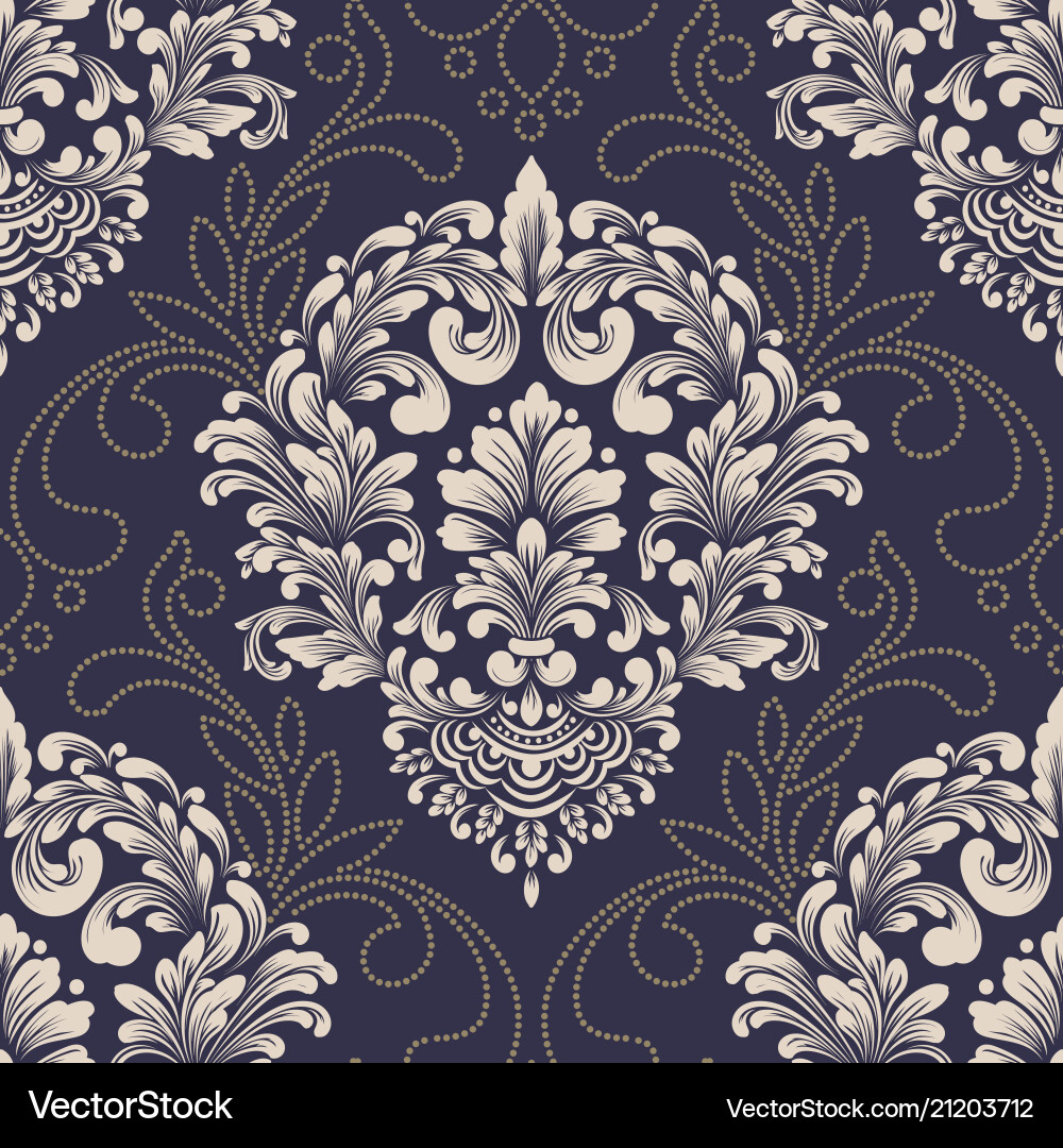 Damask seamless pattern element classical Damask seamless pattern element classical vector image