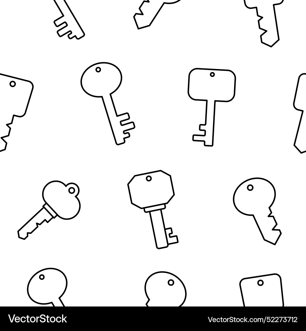 Different keys with keychain coloring page Vector Image