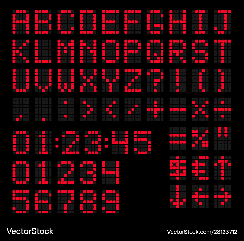 Digital Alphabet Numbers Display vector image