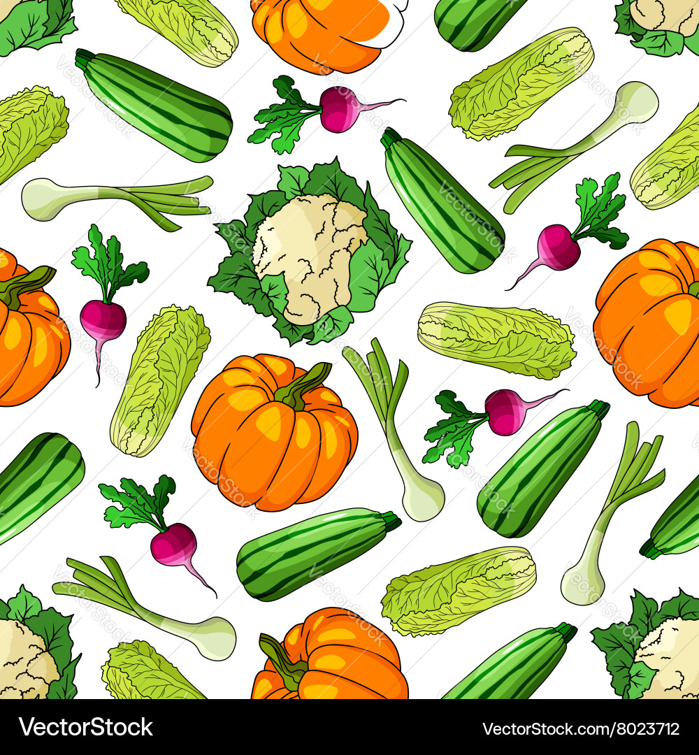 Fresh Farm Vegetable Pattern Royalty Free Vector Image