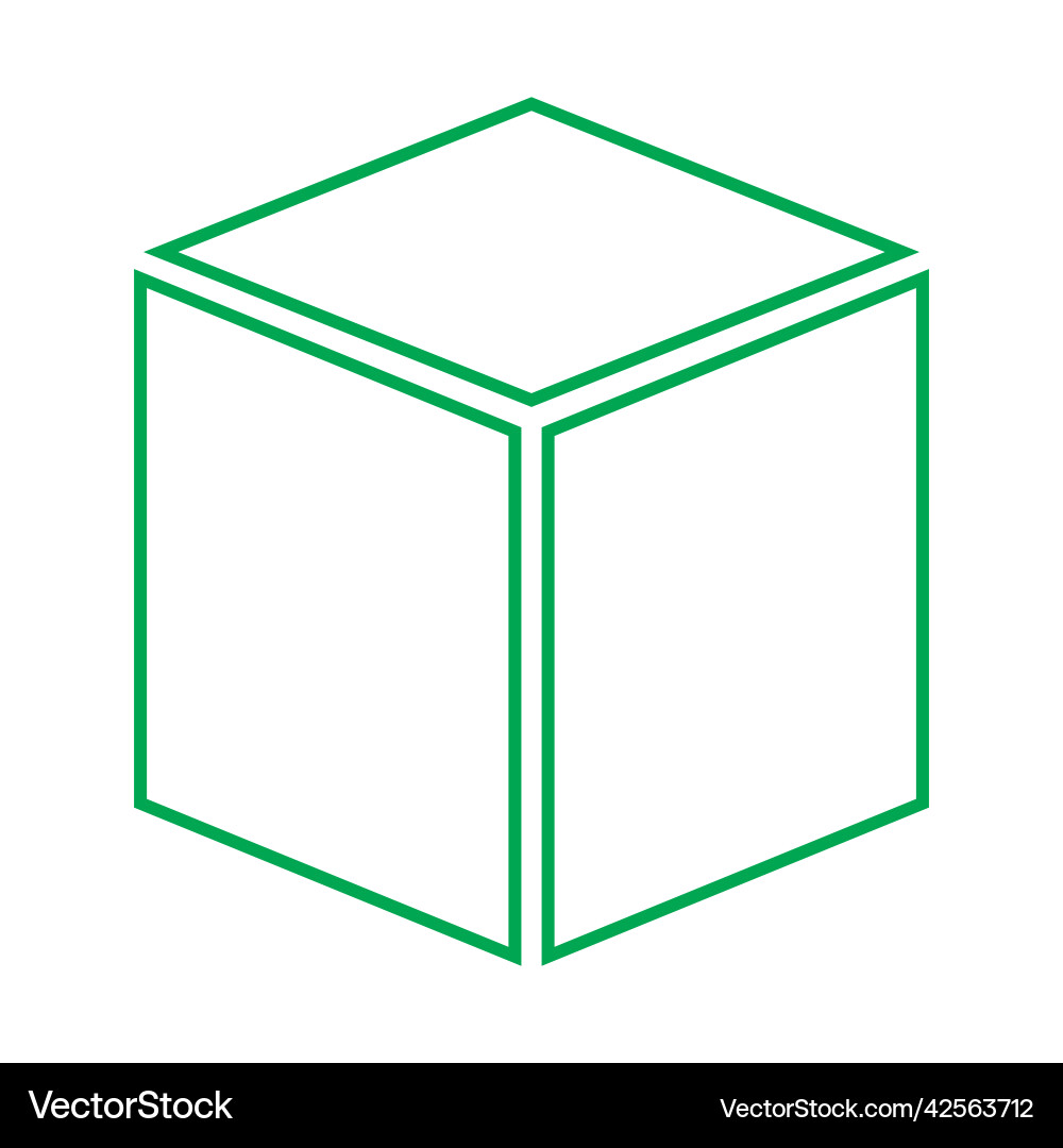 Green three dimensional or 3d cube Green three dimensional or 3d cube Vector Image