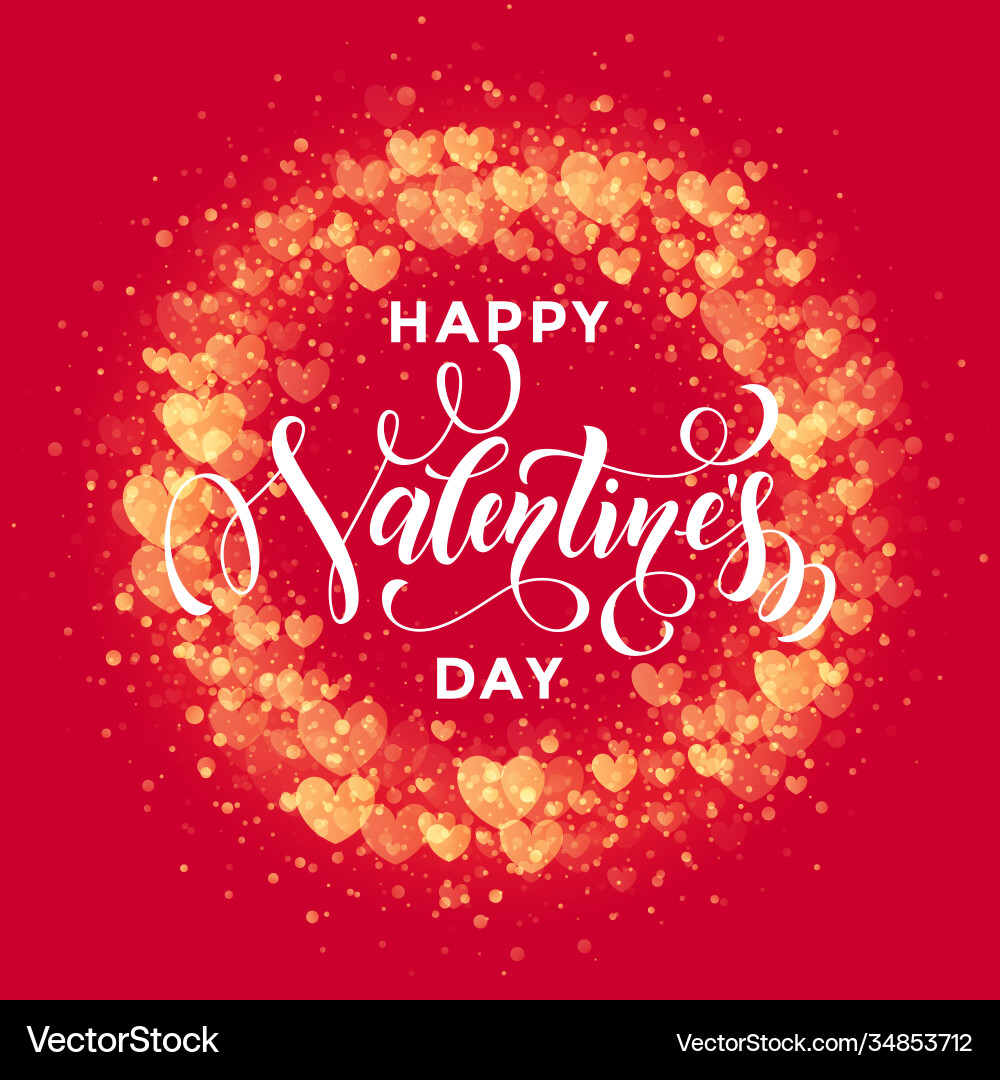 Happy valentine day golden hearts pattern Happy valentine day golden hearts pattern vector image