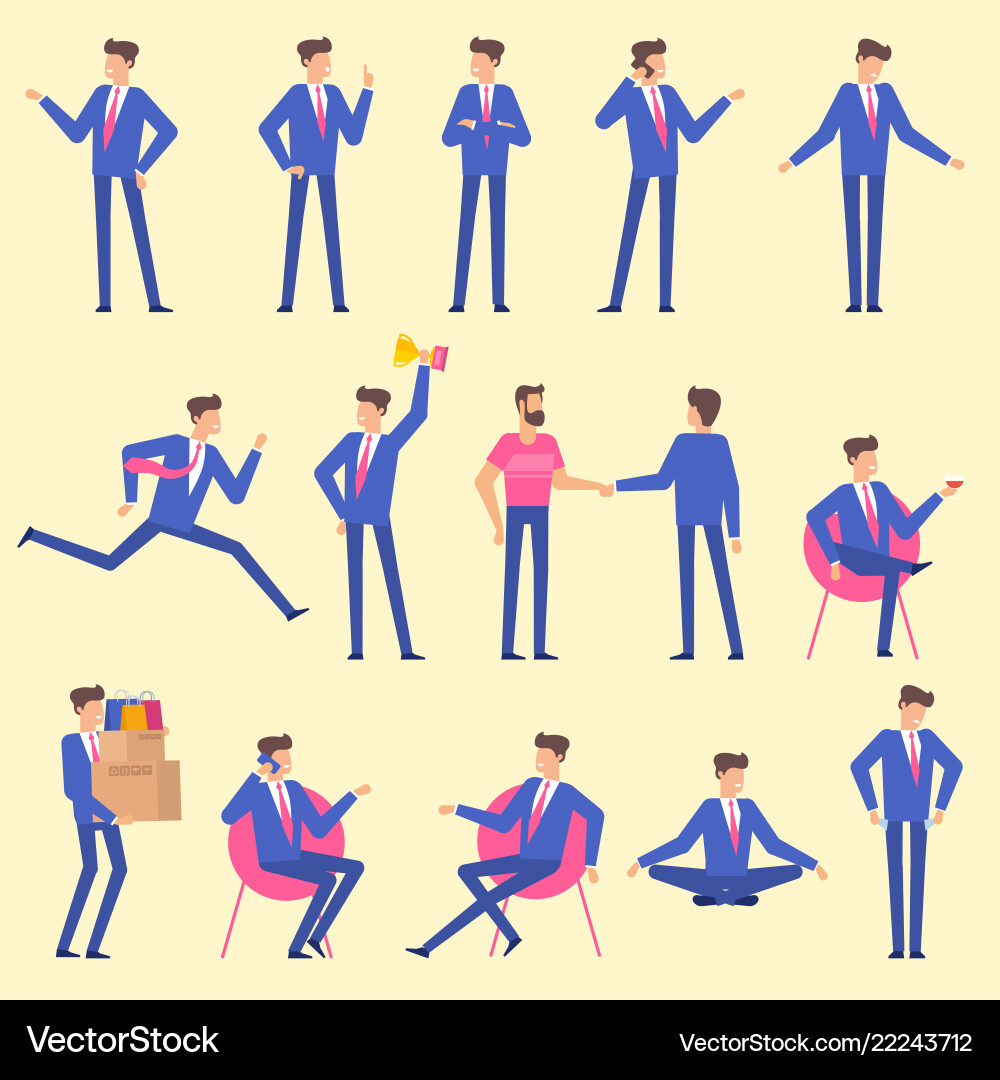Man Character Animation Poses Set vector image