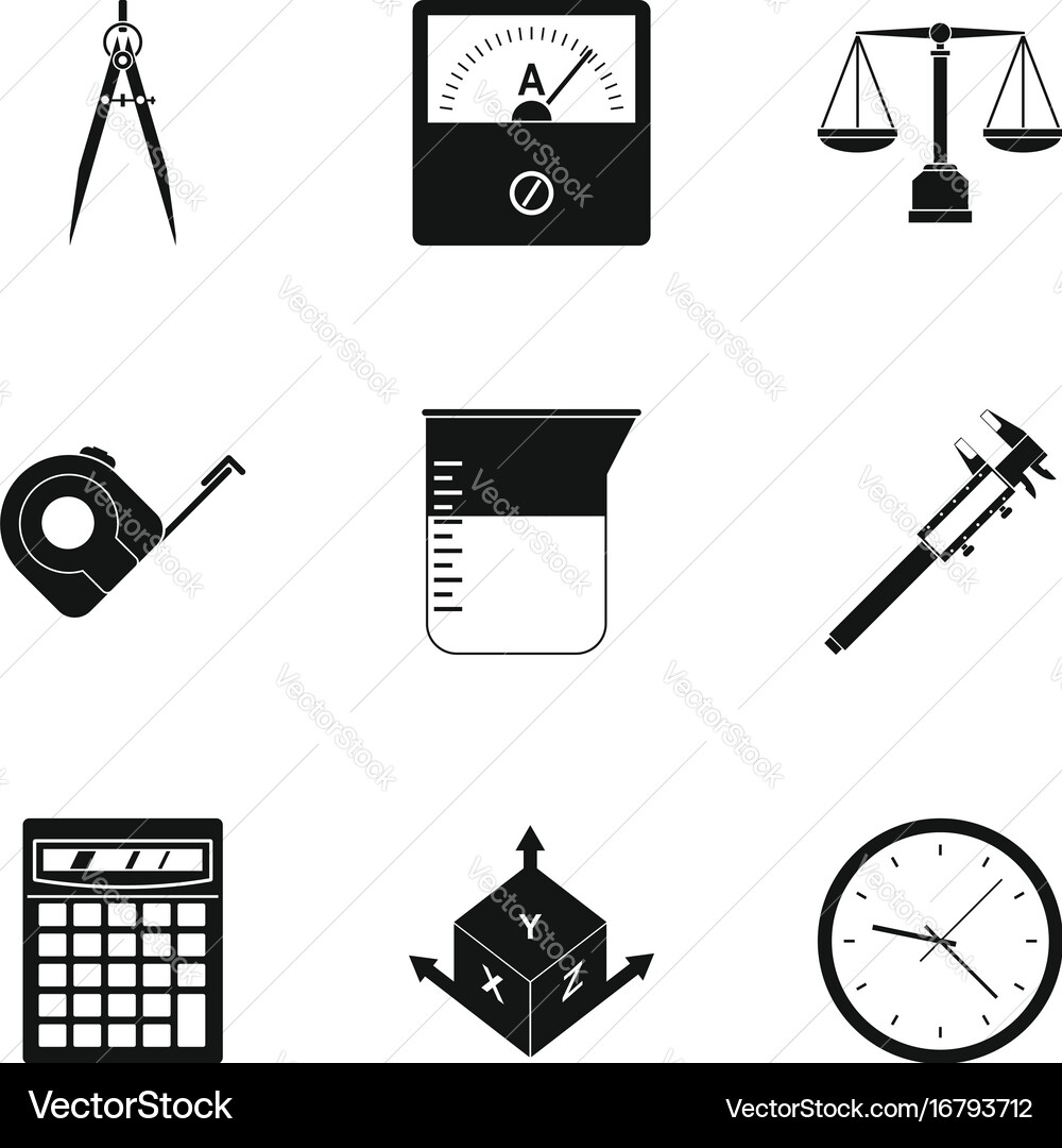 Measure tools icon set simple style vector image