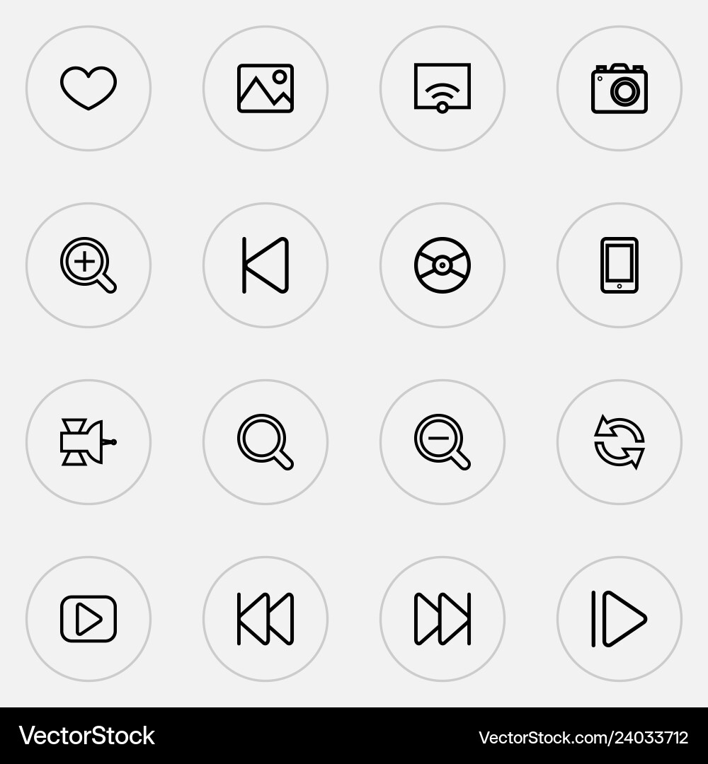 Music icons line style set with image zoom out Music icons line style set with image zoom out Vector Image