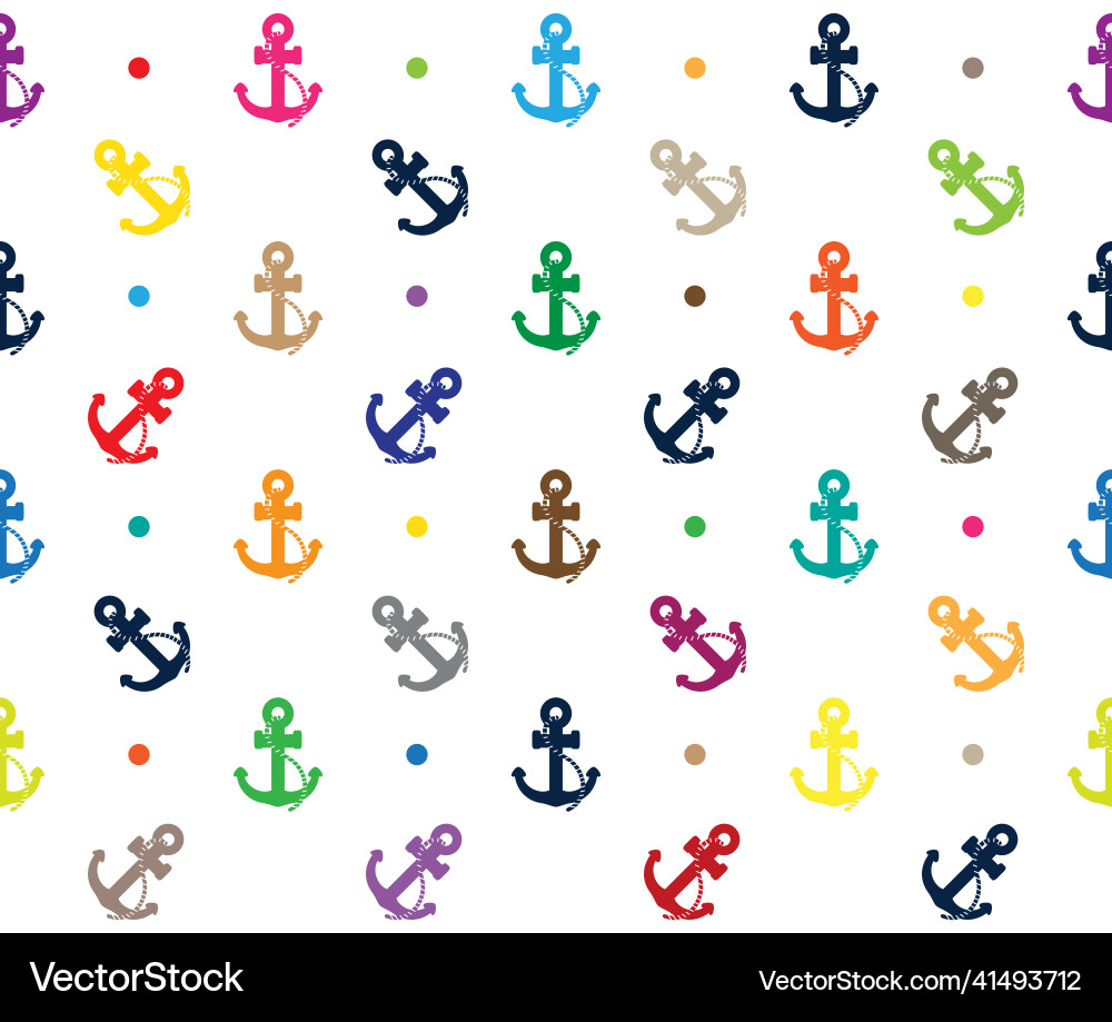 Nautical Anchor Pattern - Colorful vector image