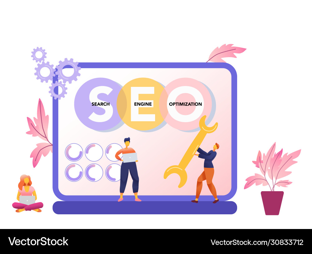 Seo tools concept and website traffic web page Seo tools concept and website traffic web page vector image