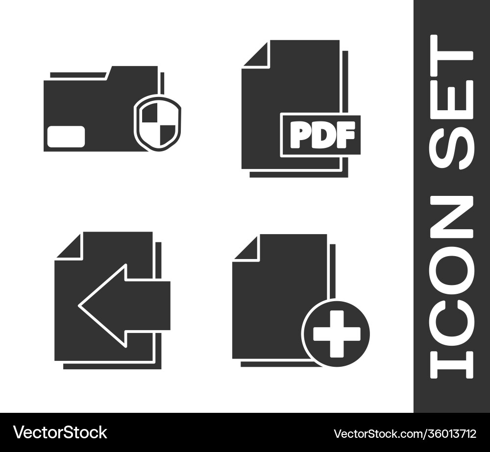Set add new file document folder protection next Set add new file document folder protection next vector image