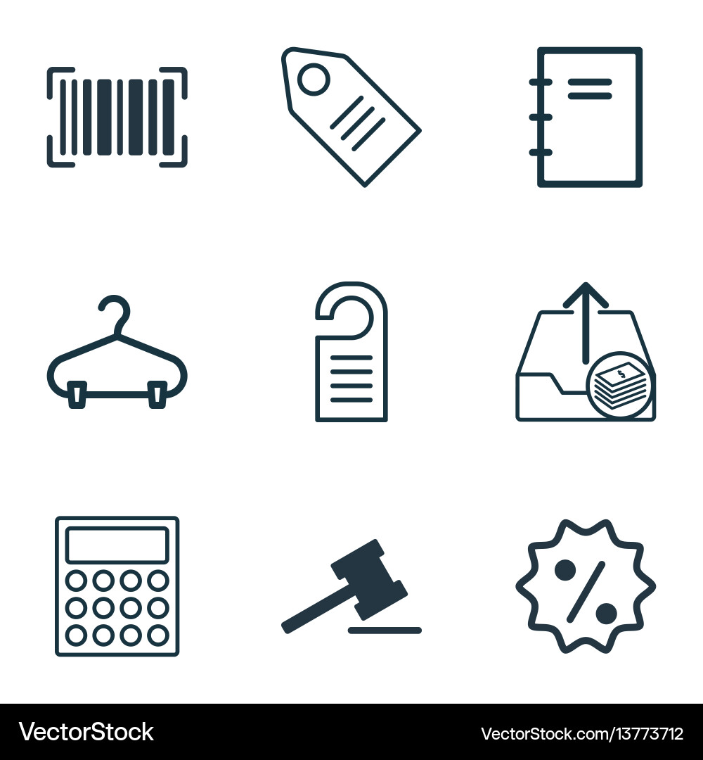 Set of 9 ecommerce icons includes price Set of 9 ecommerce icons includes price vector image