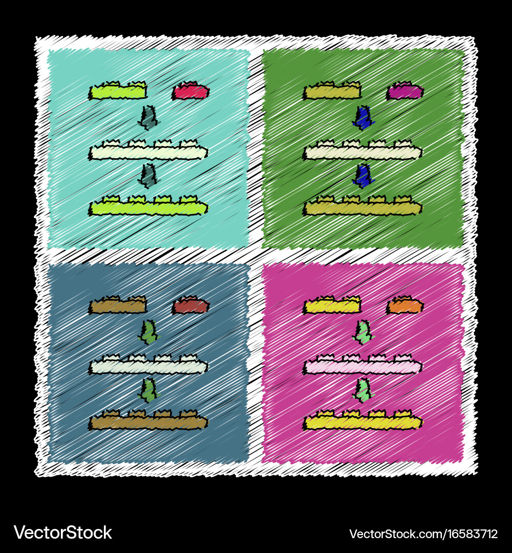Set of flat shading style icons lego constructor Vector Image