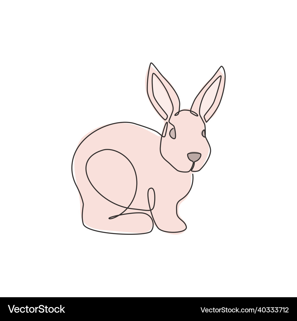 Single continuous line drawing of funny rabbit Single continuous line drawing of funny rabbit vector image