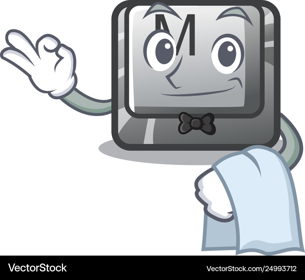 Waiter m button installed in game cartoons vector image