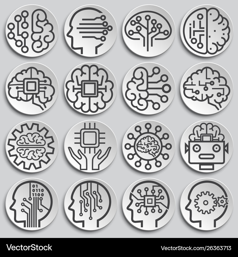 AI Icon Set - Neural Network vector image