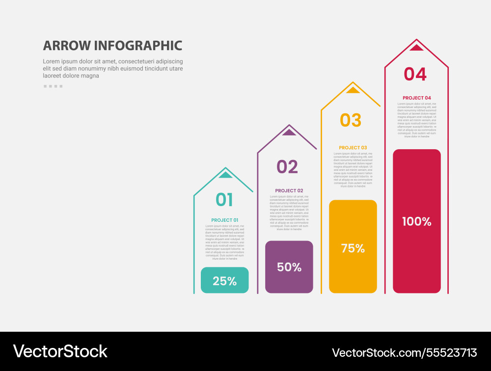 Arrow base infographic outline style with 4 point Arrow base infographic outline style with 4 point vector image