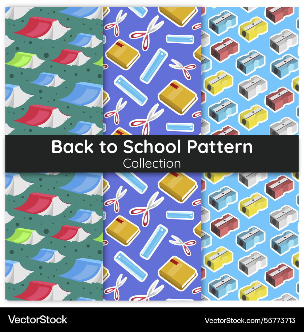 Back to school patterns collection with elements Vector Image