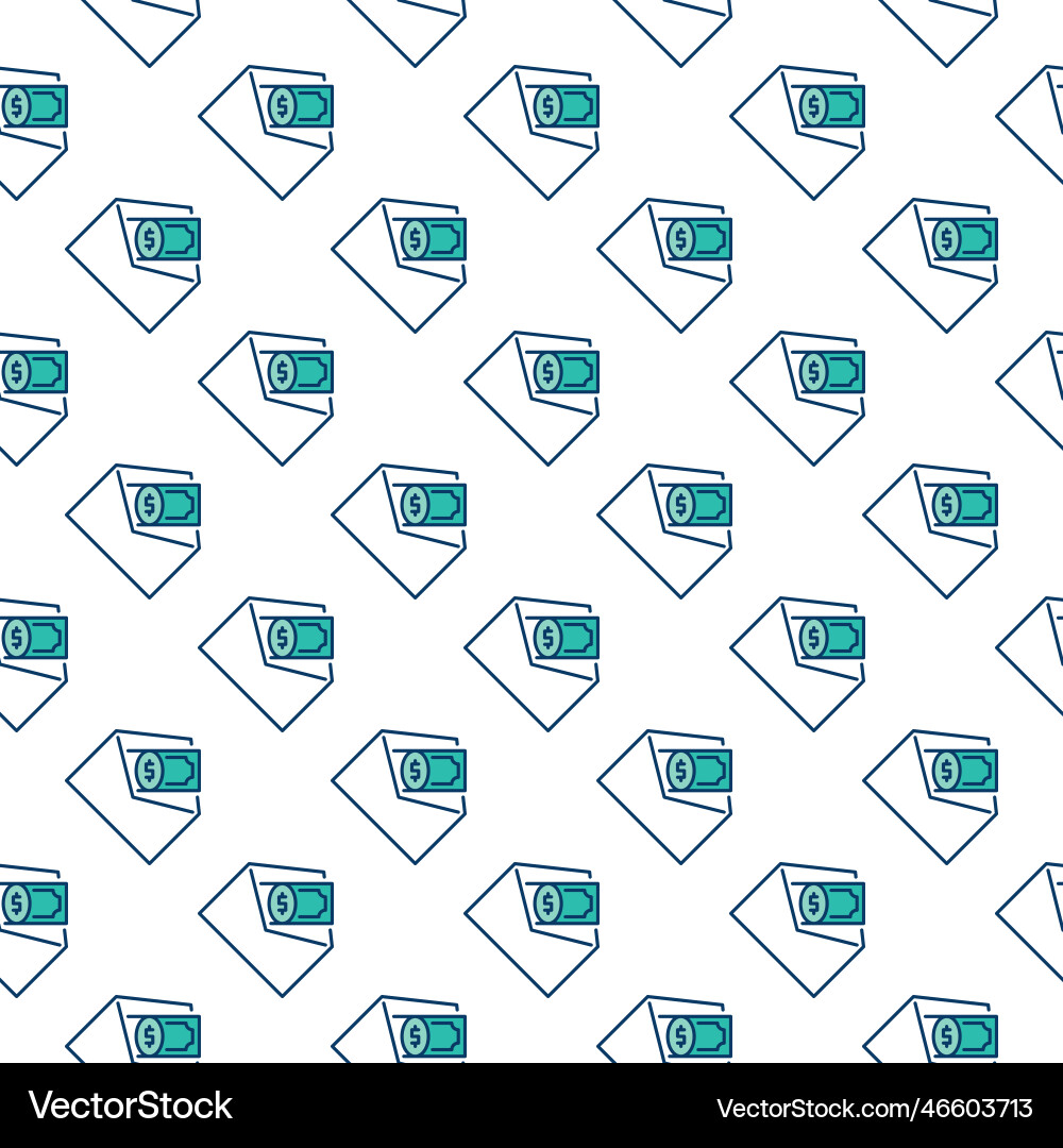 Cash in open envelope colored seamless pattern Cash in open envelope colored seamless pattern vector image