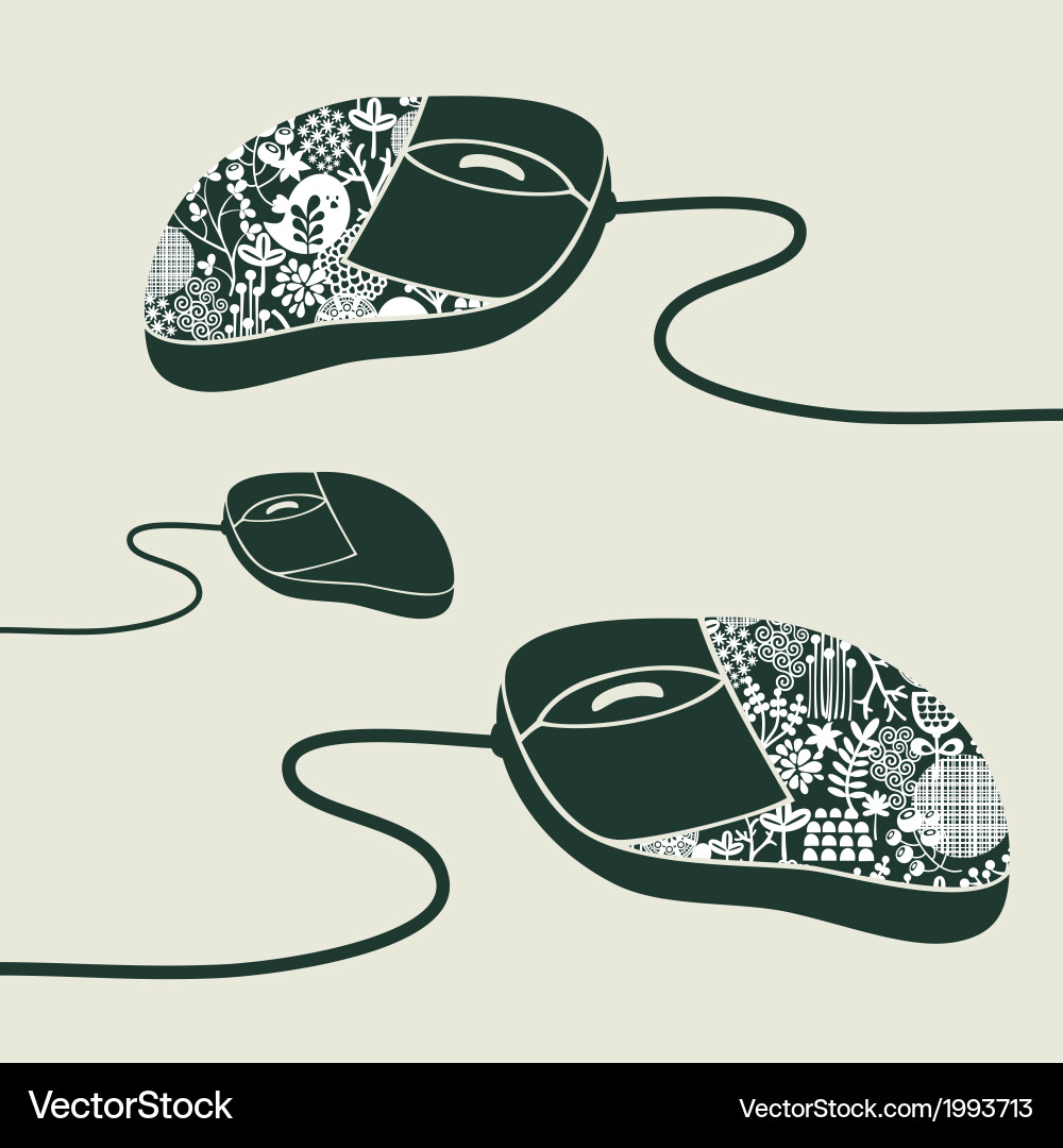 Computer mouse decorated with design print Vector Image