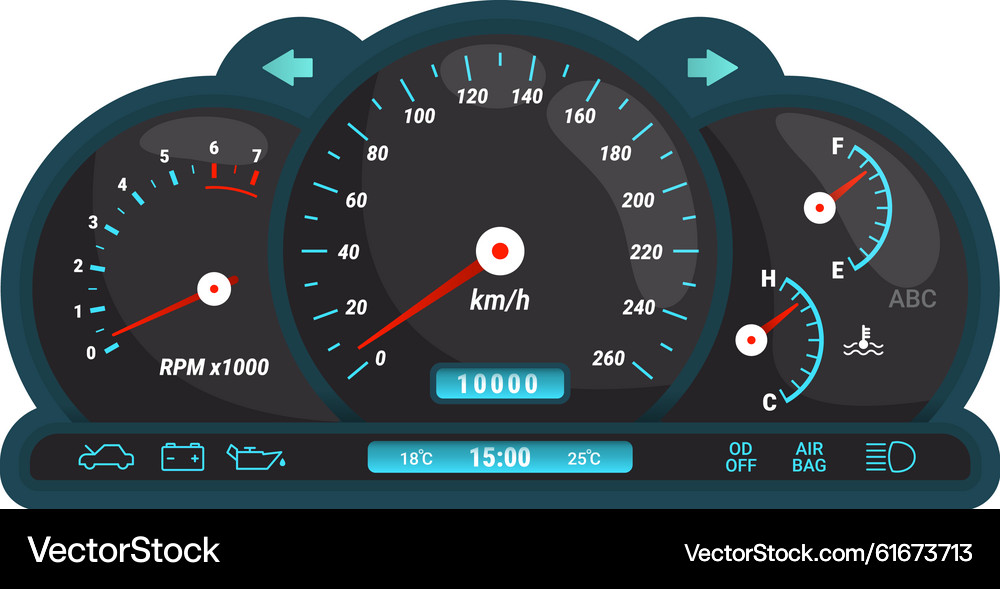Digital Car Speedometer Dashboard – Royalty-Free Vector | VectorStock