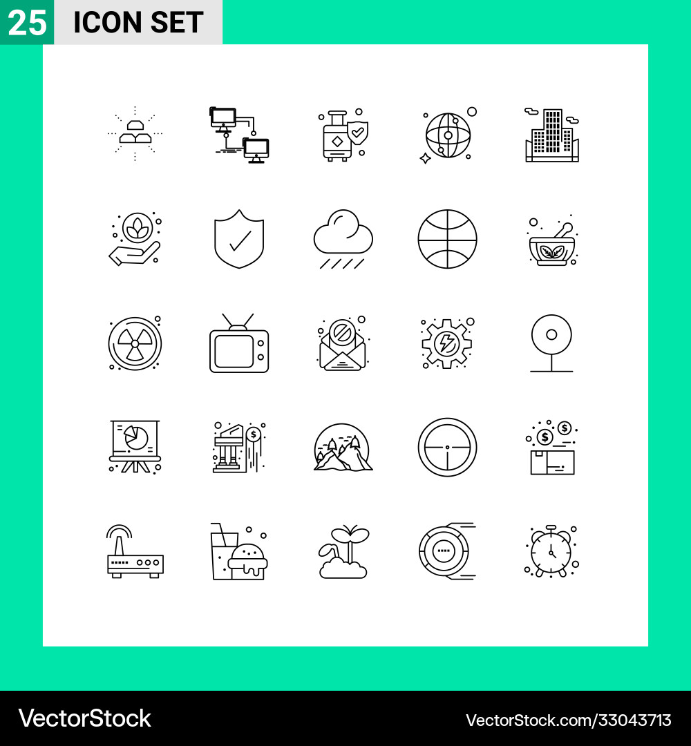 Editable line pack 25 simple lines building vector image