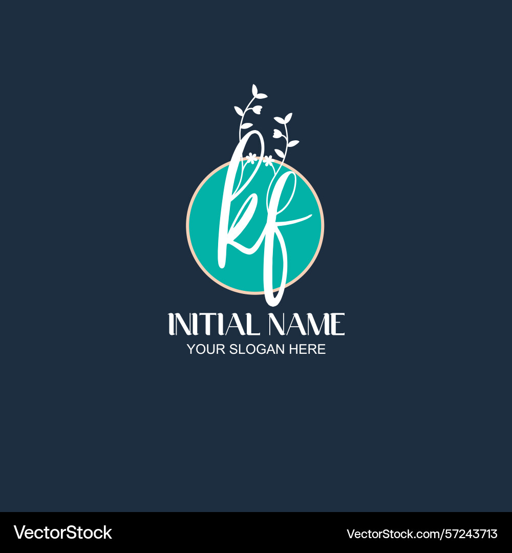 Elegant kf initial logo design with botanical Elegant kf initial logo design with botanical Vector Image