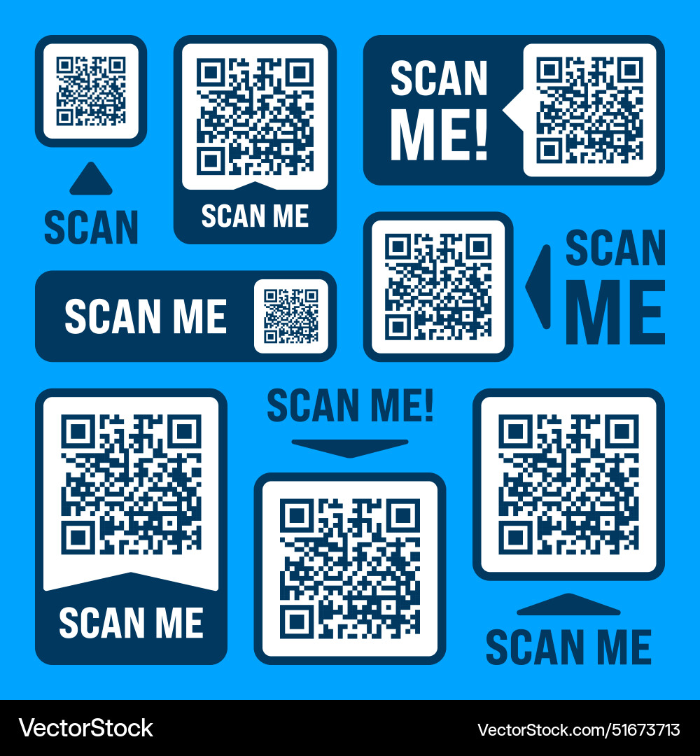 Scan me qr code sticker with text online payment Scan me qr code sticker with text online payment vector image