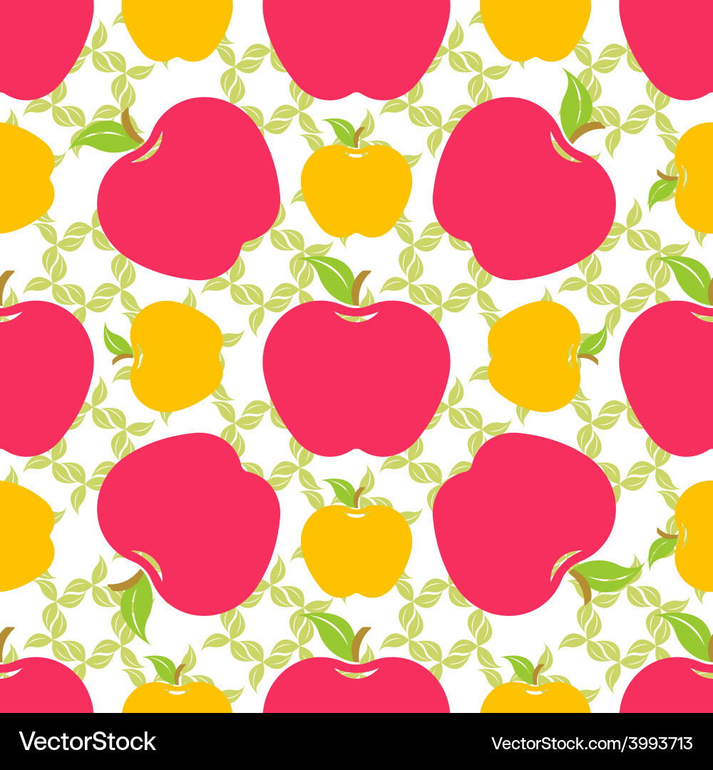 Seamless pattern with red and yellow apples Vector Image
