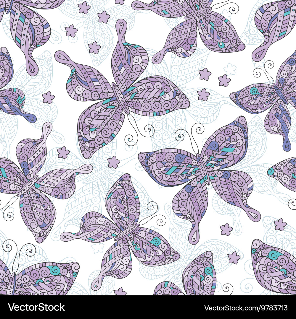Seamless patterns with butterflies various vector image