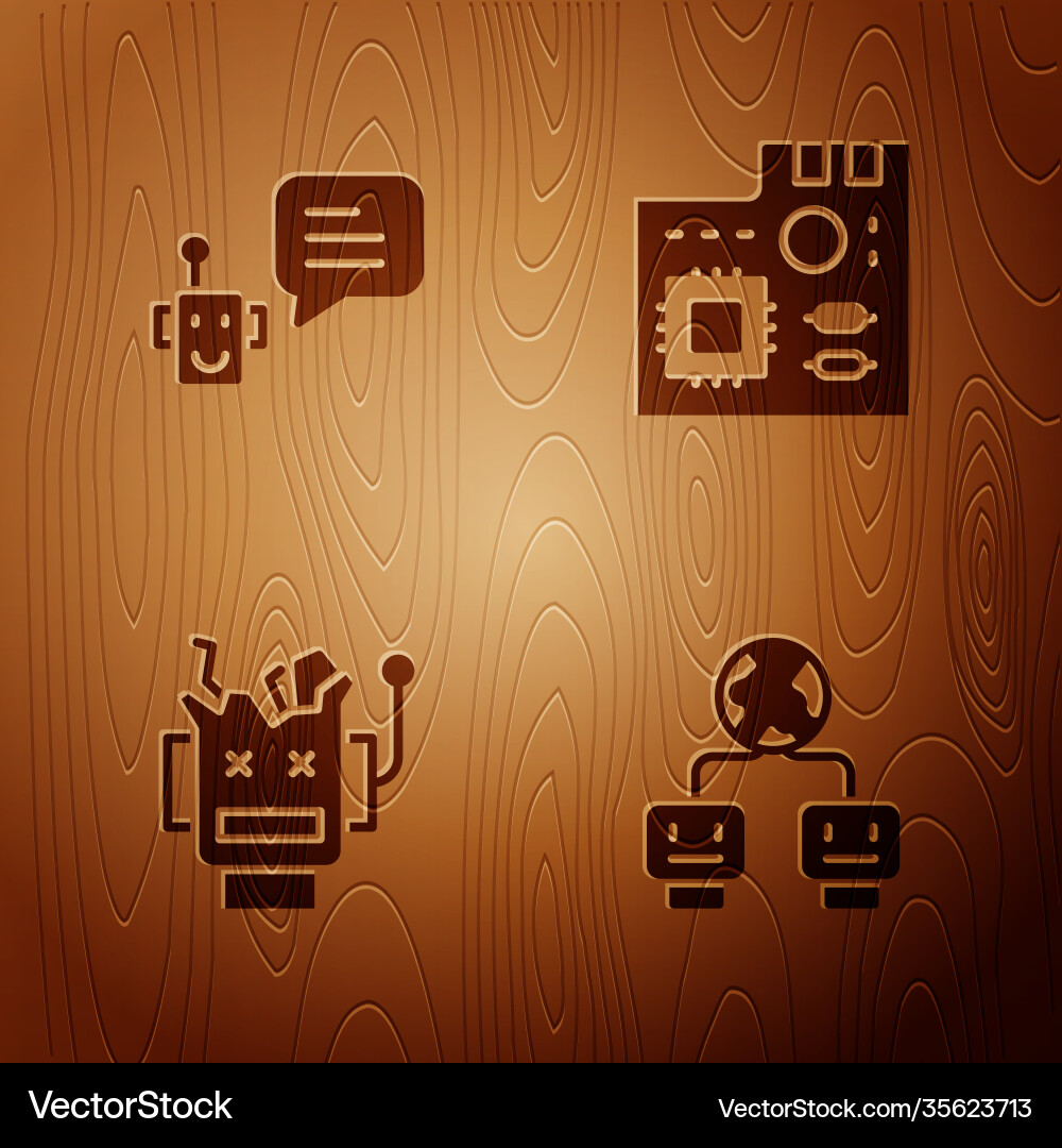 Set artificial intelligence bot broken robot Set artificial intelligence bot broken robot Vector Image
