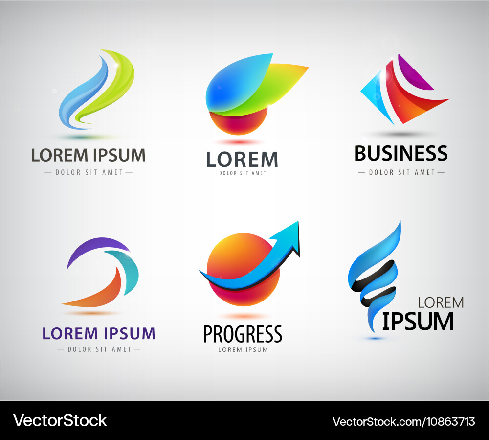 Set of abstract logo design web icons 3d vector image