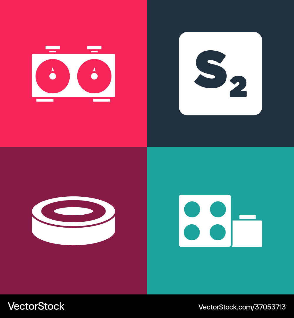 Set pop art toy building block bricks checker Vector Image