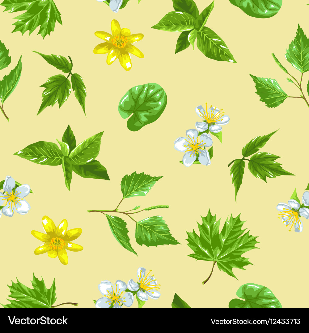 Spring Green Leaf Pattern Vector Image