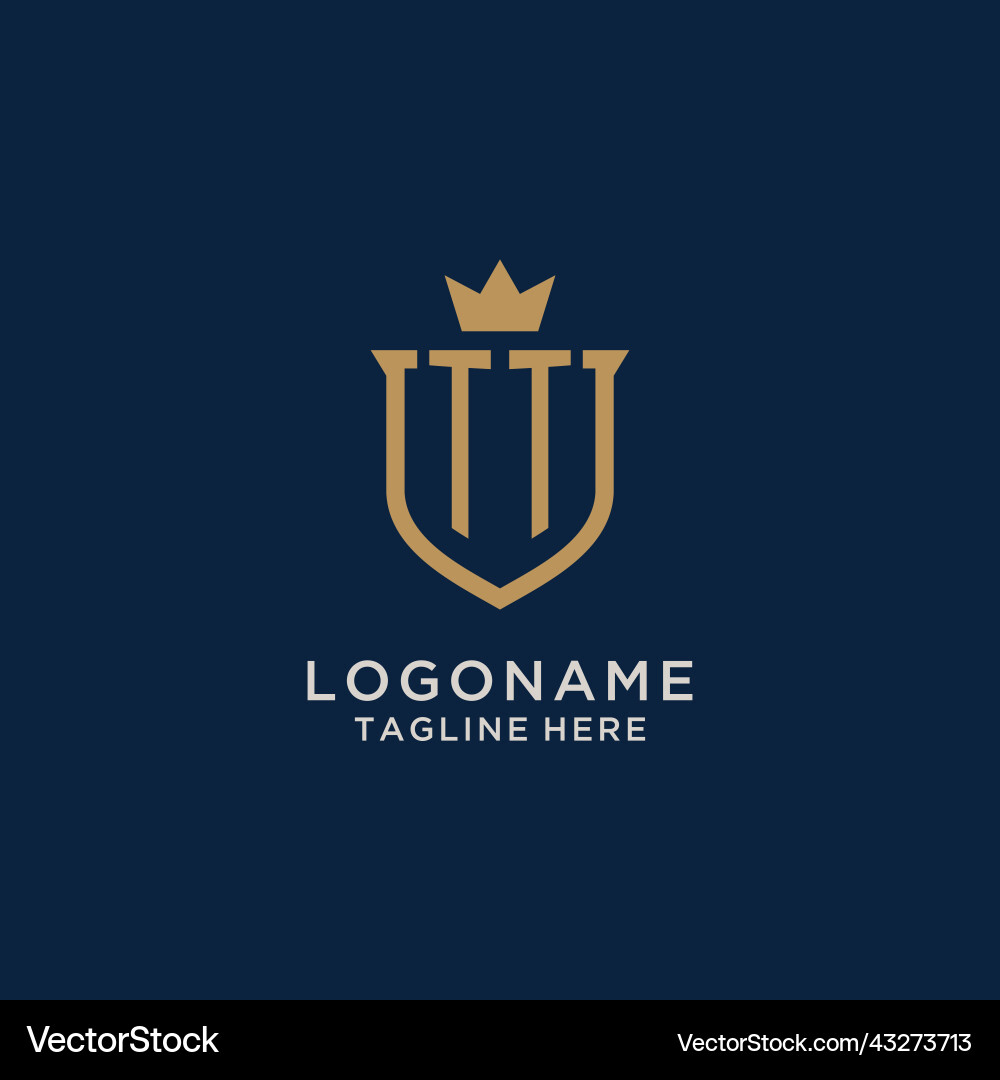 Tt initial shield crown logo Royalty Free Vector Image