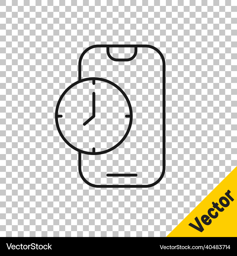Black line alarm clock app smartphone interface Vector Image