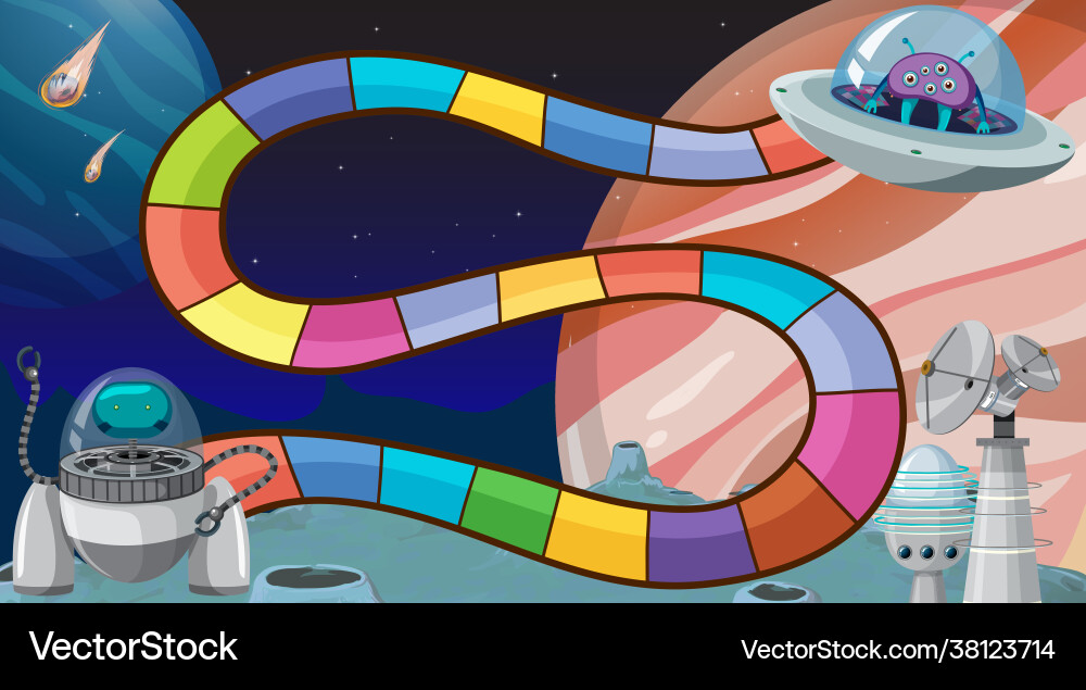 Board game template with space theme Vector Image