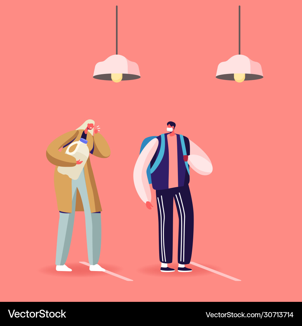 Characters stand in grocery queue with keep Characters stand in grocery queue with keep vector image