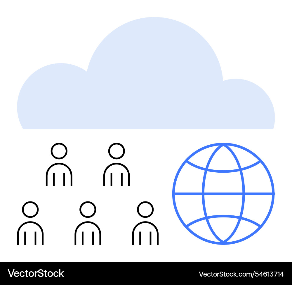 Cloud computing with global connectivity and user vector image