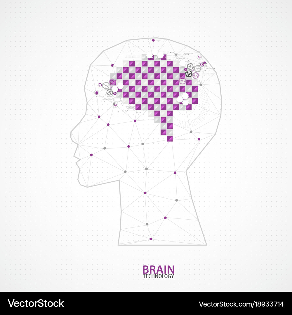 Creative brain concept background with triangular vector image