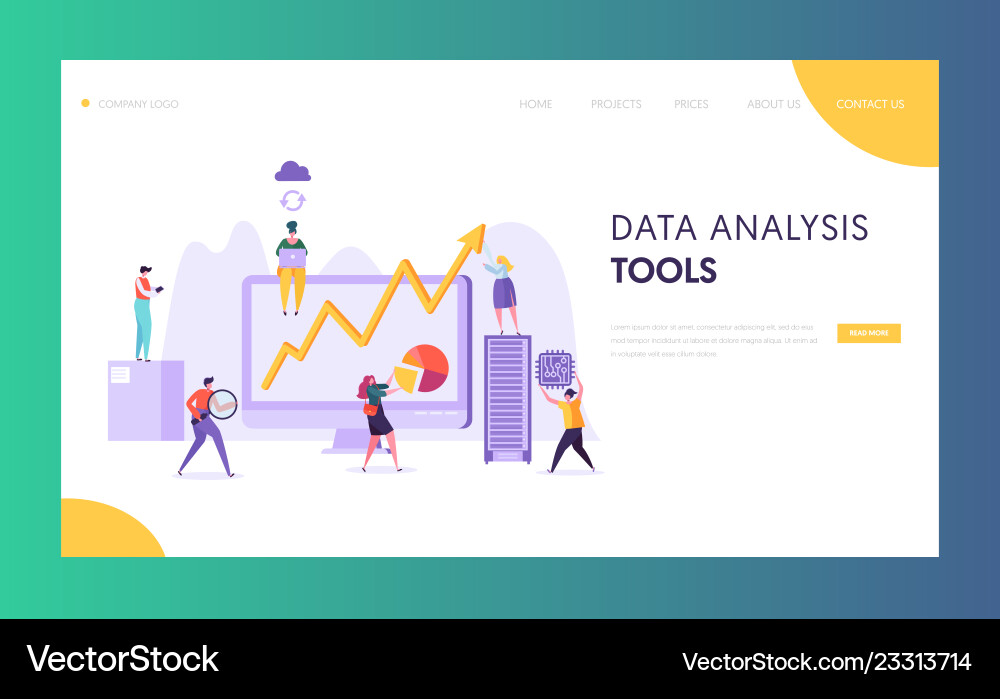 Data Analysis Software Landing Page vector image