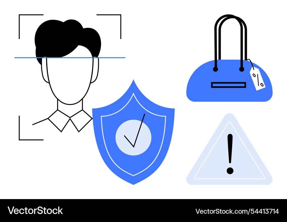 Face detection technology secure shield Face detection technology secure shield vector image