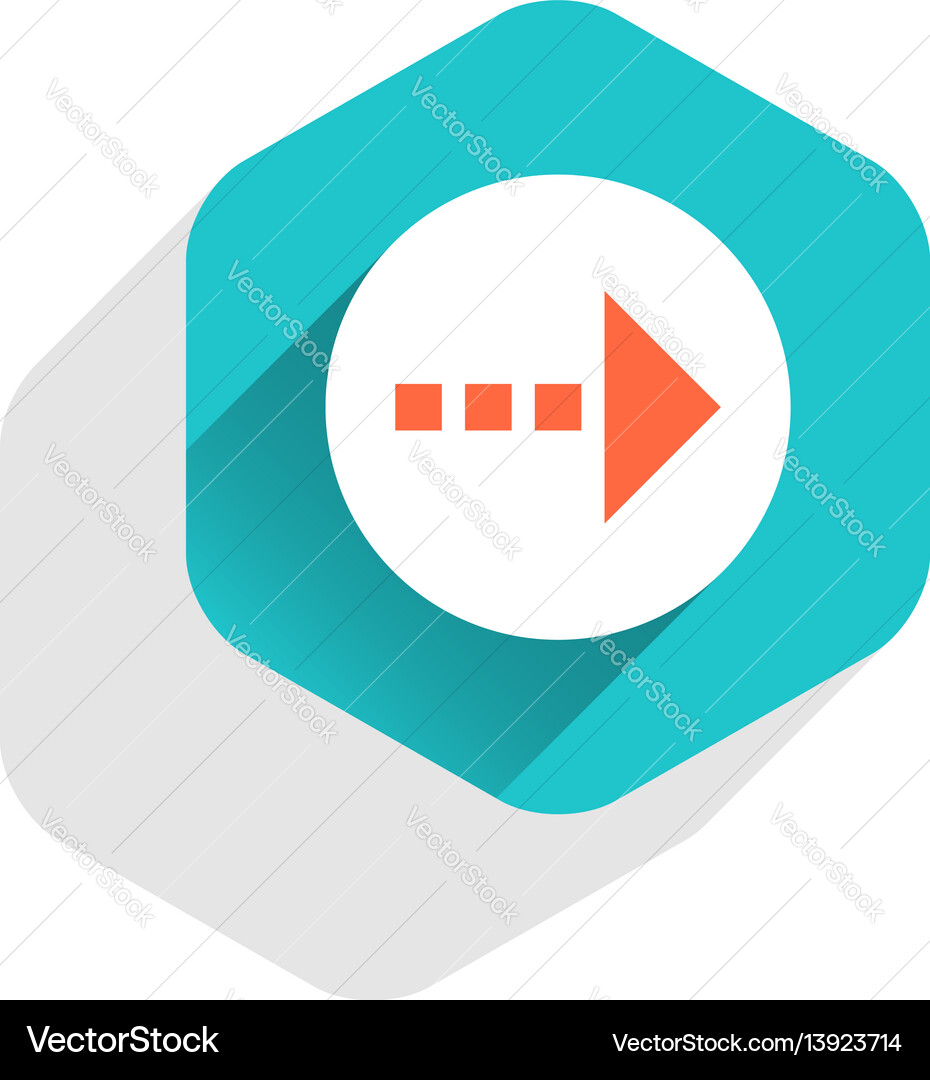 Flat arrow sign round icon hexagon button Flat arrow sign round icon hexagon button vector image