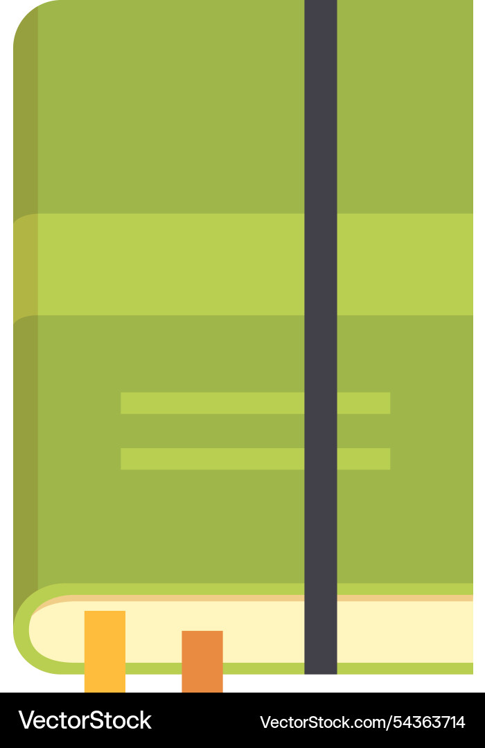 Green notebook with bookmarks and elastic closure vector image