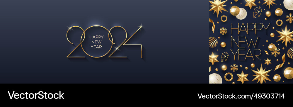 Greeting card with golden 2024 new year logo Greeting card with golden 2024 new year logo vector image