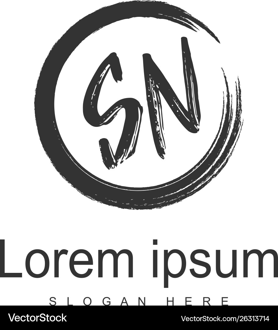 Initial sn logo template with modern frame Vector Image