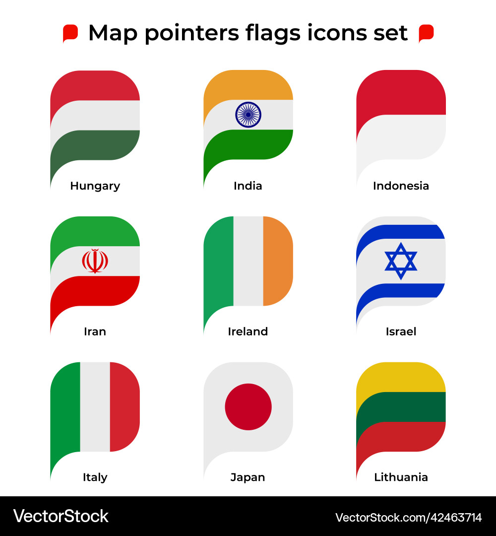 Landkarte Zeiger-Flags-Symbole setzen Flaggen-Symbol in einfachen Landkarte Zeiger-Flags-Symbole setzen Flaggen-Symbol in einfachen vektorbild
