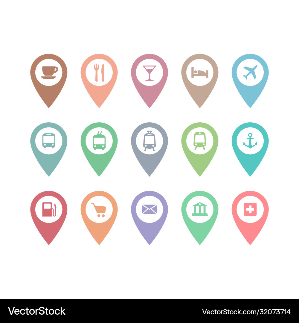 Location pin pointer set vector image