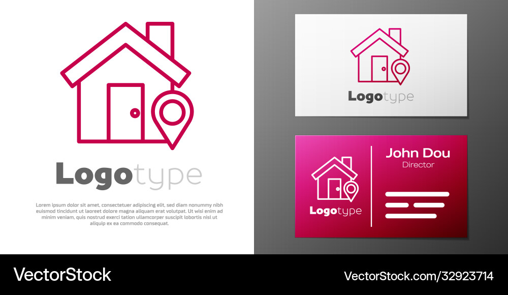 Logotype line map pointer with house icon isolated Logotype line map pointer with house icon isolated vector image
